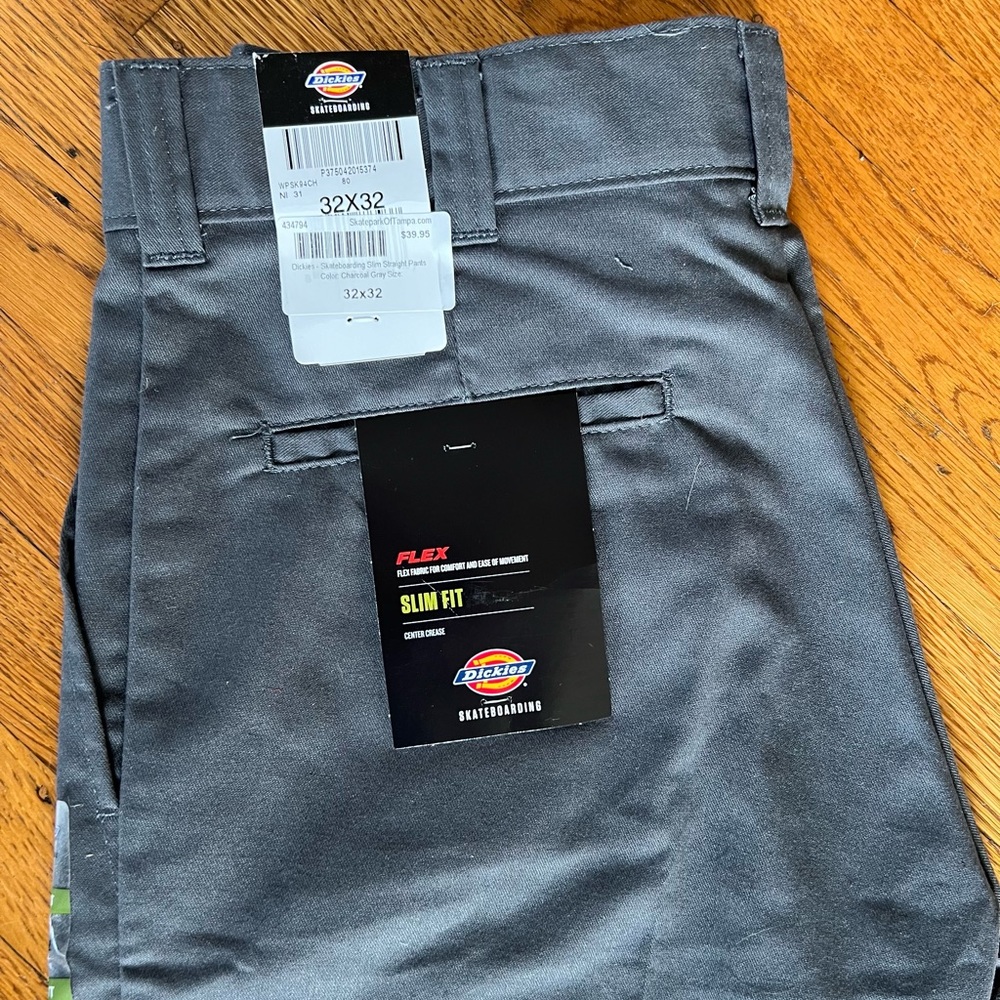 Dickies Skateboarding Slim Fit Chino Khaki Pant 32x32 Charcoal Grey NWT